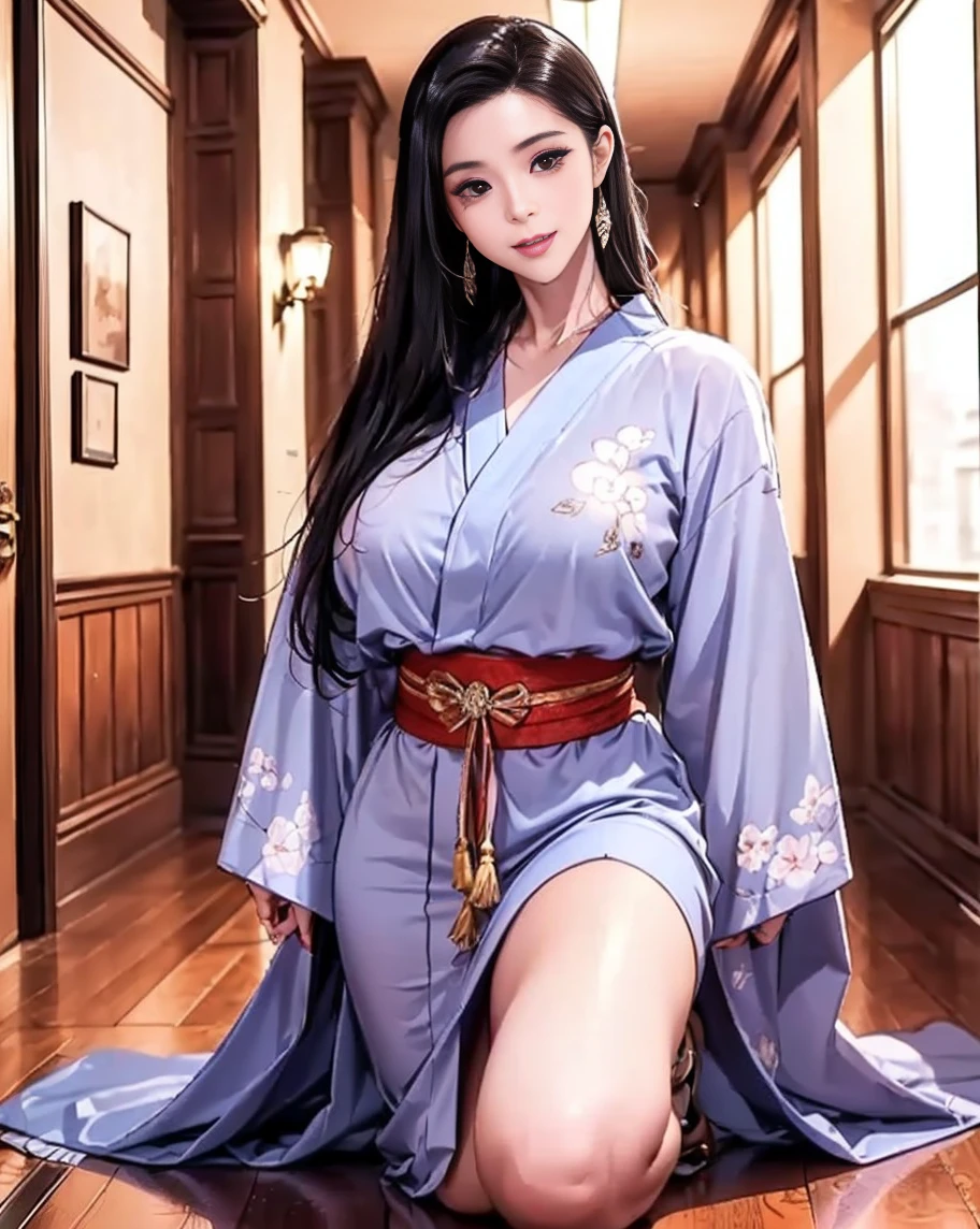 araffe woman in kimono sitting on the floor in a room, traditional japanese, in kimono, elegant Japanese woman, vestindo um quimono, wearing kimono, in a kimono, wearing kimono real, wearing a haori, geisha photo portrait, wearing kimono armor, Japanese woman, traditional geisha clothing, geisha portrait, portrait of a geisha, 
([long hair hair]:1.8), (full body:1.8), (upper body up:0.3), (hyper realistic:1.4), (realistic:1.3), (best quality real texture skin),
Detailed eyes, detailed face, PERSEPHONE,
Hyperrealistic, huge saggy breasts,  (18 years old:1.5), (Sexy and glamorous:1.5), (whole body), (erotic pose:1.5), (thick eyebrows:1.2), (big purple eyes:1.2), (ultra detailed eyes:1.4), (high resolution eyes:1.1), (ultra detailed skin texture:1.4), (Beautiful toned body:1.1),