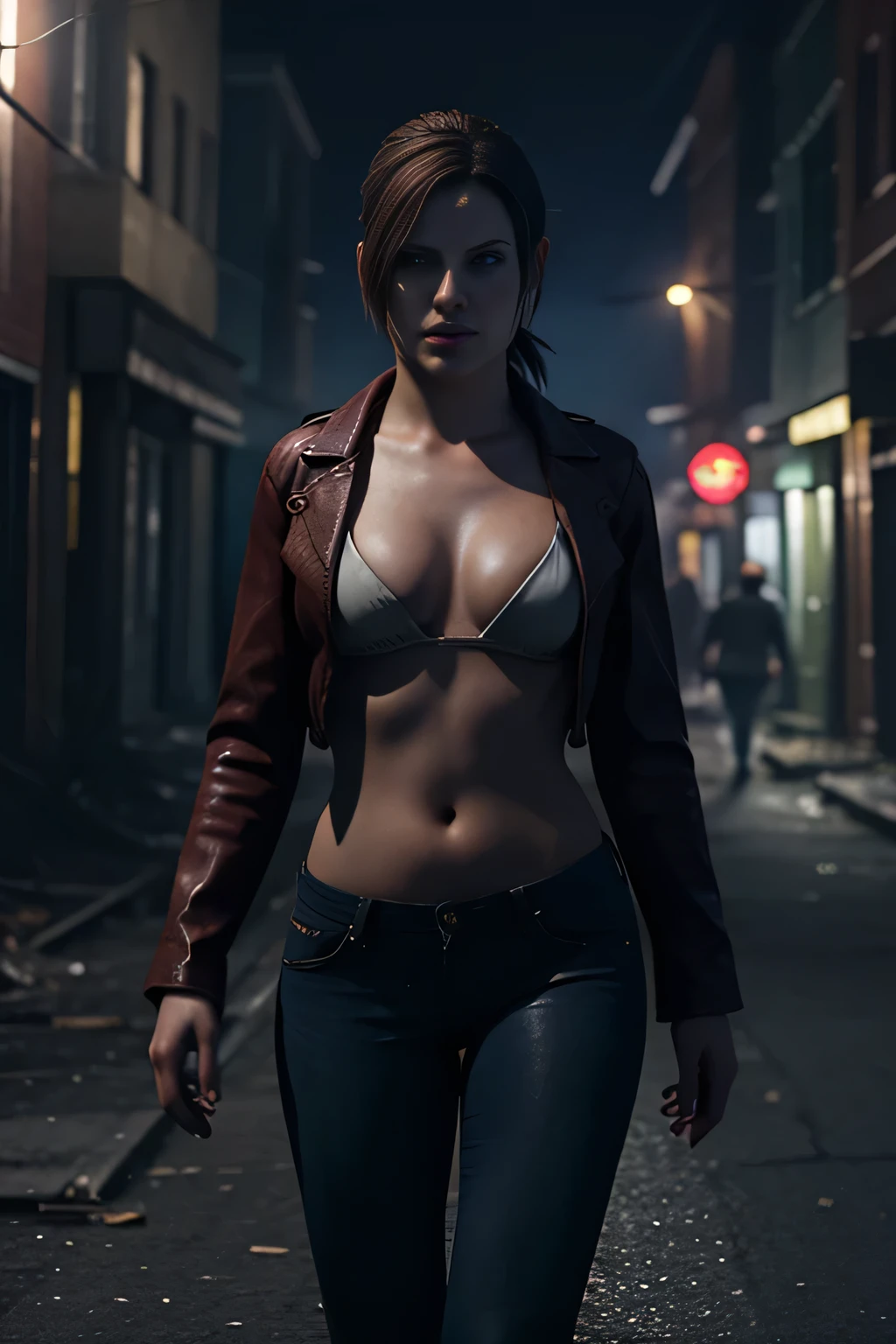 ((full body)), (((posing, sexy pose, alluring pose 1.1))), (Best Quality,High Definition:1.2),Ultra detailed,realistic,Portrait, beautiful girl with gorgeous glowing blue eyes, gothic makeup, ( (big breasts)), big tits, ((covered nipples)), no underwear, revealing clothes, ((white button-down shirt)), (((black miniskirt))), ((luscious thighs)), in the rain, ((wet clothes)), street at night. (Best Quality, 4k,8k, High Definition, Masterpiece: 1.2), Ultra Detail, (Realistic, Photorealistic, Photorealistic: 1.37), Dramatic Lighting, Cinematic Lighting, Moody Atmosphere, Dark and Gritty, Dramatic Contrast, Rich Colors, Neon Lights, rain effects. (Perfect details:1.1), (beautiful and clear background:1.2), (Extremely detailed CG, Ultra detailed, best shadow:1.1), (perfectly detailed beautiful eyes), , close-up, cinematic lighting, vibrant colors, photorealistic, concept art style, high quality, 8K, HDR, physical rendering, extreme detail, blur, depth of field, blurred foreground,