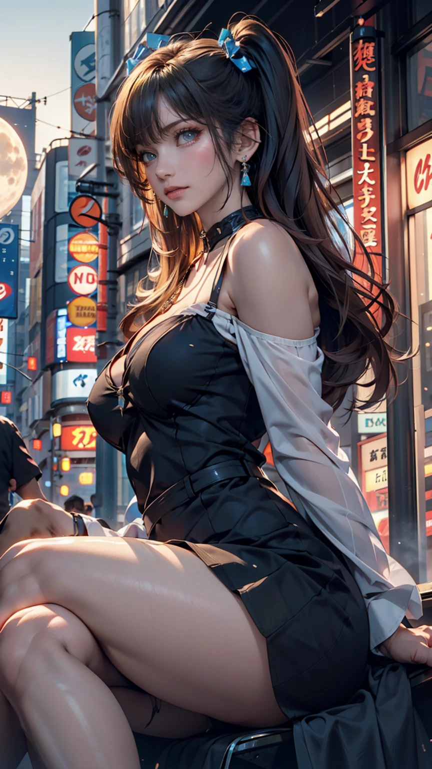 ((Best quality, 8k, Masterpiece :1.3)), full bodyesbian, Long legs, focal: 1.2, Beautiful Women in Perfect Figure:1.4, Slender abs:1.1, ((Dark brown hair, huge tit:1.2)) , (White shirt in light fabric, Happy emoji, standing on your feet:1.2), ((city night scene, terrazzo:1.3)), The facial and skin texture is very detailed, eye detailed, 二重まぶた，No clothes，facing at camera， --auto