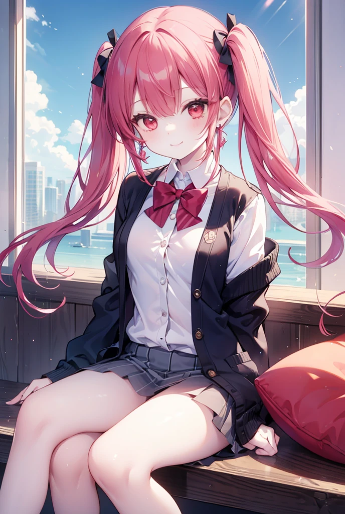 Masterpiece to detail, top quality, 1 girl, bangs, genius child , red hair, close-up, closed_mouth, baby face, ush, shy, blue hat, hat, bow, pink bow tie, school uniform, blue jacket, jacket, skirt, gray skirt, 1 small 15 year old giwhite shirt, legs, black socks, sitting, classroom, hair_ ornament, looking_at_viewer, beautiful detailed eyes, red eyes, panties, skirt lifting, secret lessons, professional effects, delicate colors, low saturation, best shot of movie scene, healthy