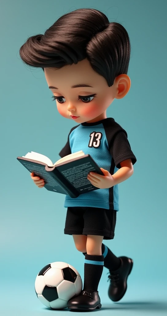 A boy in a city, Chibi, Holding a book in his hand, cinematic lighting, blind box toy style, UHD, super detail, award winning, 16k, best quality, high details, textured skin, masterpiece, accurate, high quality, highres, undercut hair style, streetwear