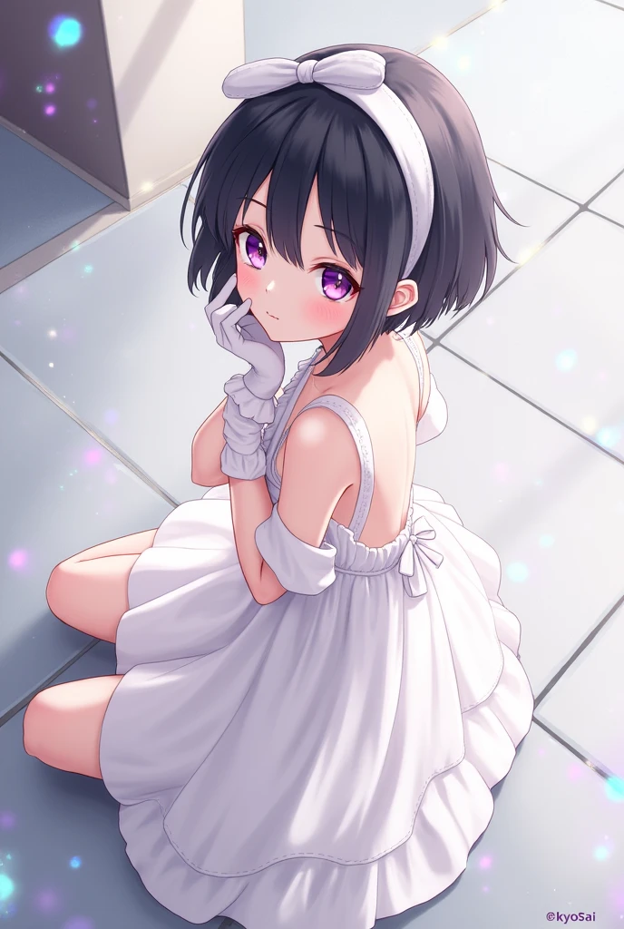 （masterpiece，highest quality），(child)，(Bunny girl)，(Black-haired，Medium Bob)，Embarrassing，Delicate body