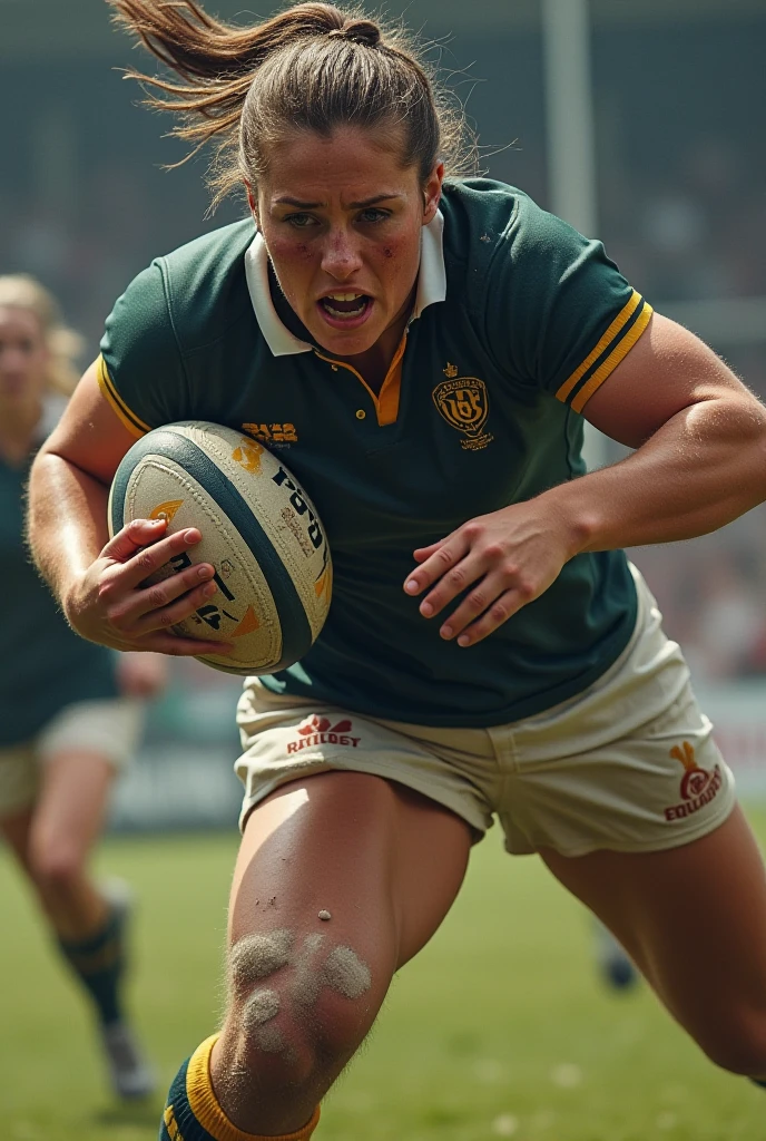 { 1 girl, ((rugby football player, crouching on grass, holding rugby ball)),  ((crowded stadium)) }, { (masterpiece:1.4), (absurd resolution:1.4), (best quality:1.6), (photo realistic:1.8), (Luminous lighting:0), (Chiaroscuro:1.3) }, { (young, cute, beautiful, 20 years old),    ((makeups)),(blushed:1.2),(weeping:0),(eyes rolled up:0),(afraid:0),(scared:0),(sexually aroused:0),(panting:0),(seductive smile:0),(yelling:1.3),(angry:1.2),    ((wet)),(((oily glossy skin))),((slender body, hourglass body)),((tight abs)),(tight muscles), (pastel colored hair:0), (long flowing hair with front bang:0) }, { ((rugby uniform, rugby helmet)), (deep cleavage:0), (under boob:0), (dolphin pants:0), wrist band }