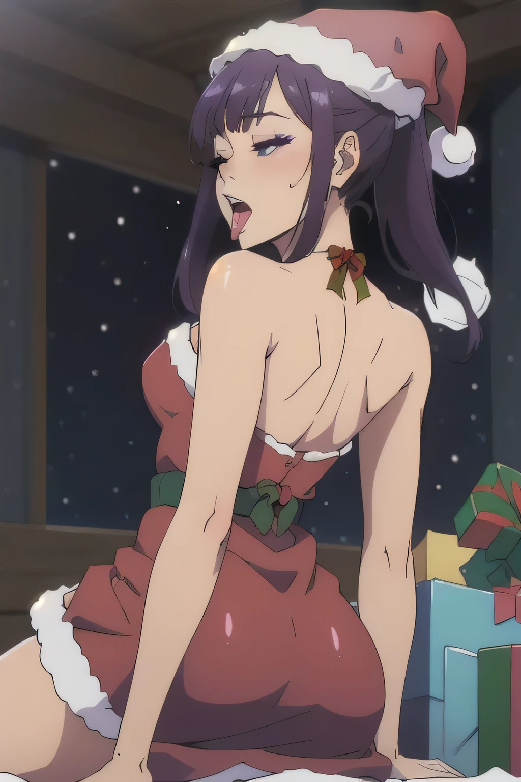 masutepiece, of the highest quality, bewitching poses, Full body wide angle, Smile,santa costume、a miniskirt、The bikini