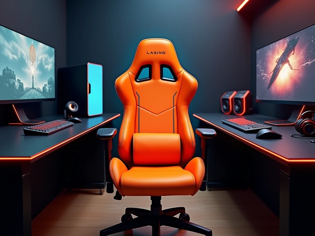 There is a computer desk with a computer and a chair, gaming chair as a toilet, gaming room, gaming chair, dark setting, player screen on metal table, omen of valorant, gamer theme, console and computer, sitting in front of the computer, gaming, computer configuration, pc gaming, gaming computers, led gaming, cinematic bust shot
