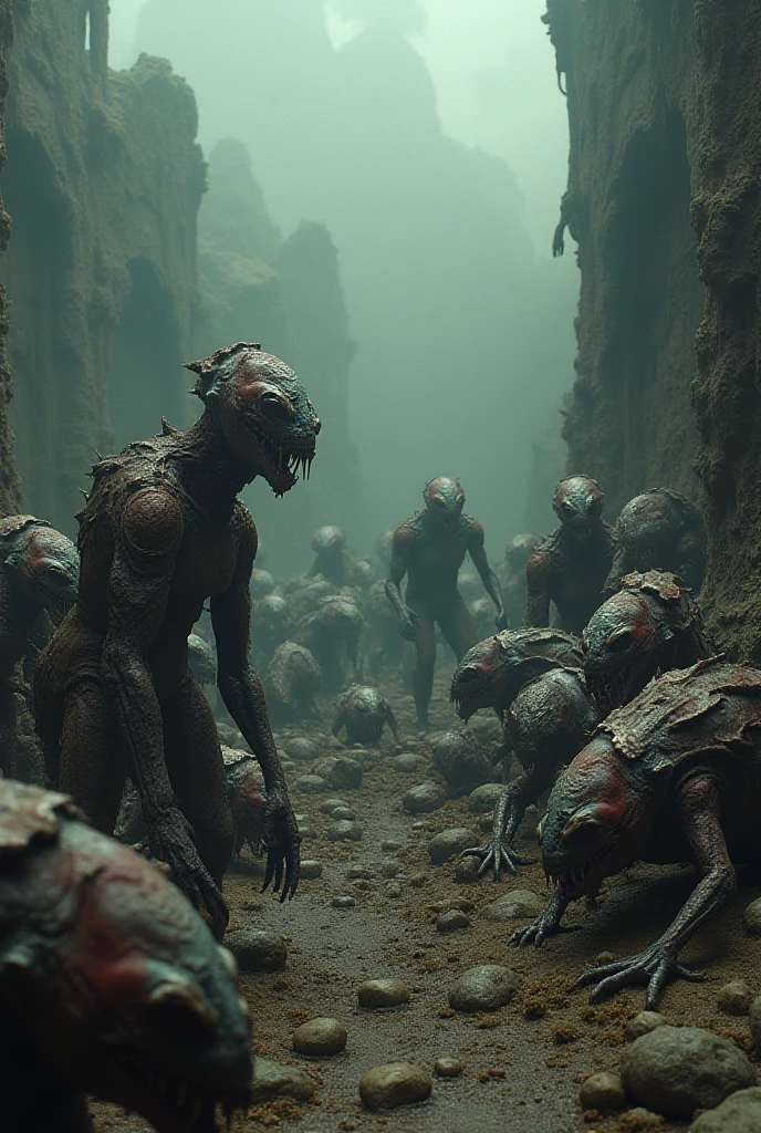Ultra-realistic, aliens and humans fight fiercely, beautiful woman fights to the death, jumps out with heavy bleeding, red internal organs and brain are exposed from the head, female body is eaten by aliens, high image quality, 8K, 32K, F1.8