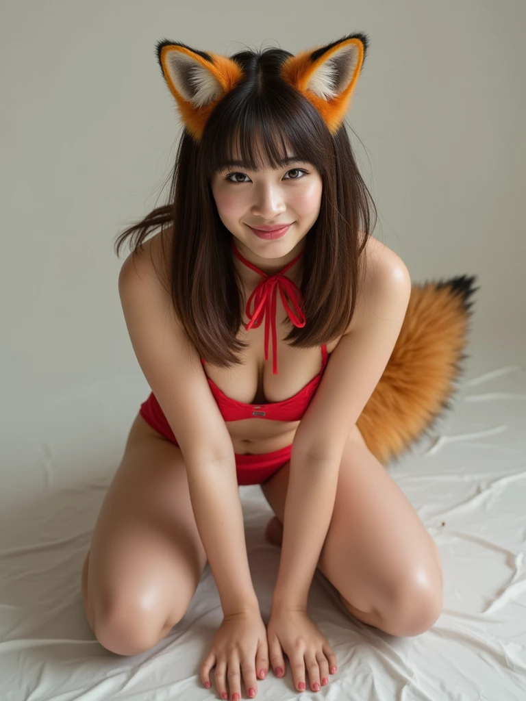best qualtiy、Photorealsitic、8K、hight resolution、 1 人、femele、(Dents in the skin)、(profetional lighting)、(Fur panties:1.74)、a gorgeous、(Girl looking at viewer one eye:1.54)、((looking looking at viewer:1.6)) 、(Looking at the camera)、Photorealsitic、(bokeh dof)、(dynamicposes:1.2)、masterpiece、Convoluted、realisitic、foco nítido,seductiv、cat ear、huge tit、((Huge breasts :1.4)),((The vagina is visible:1.0))