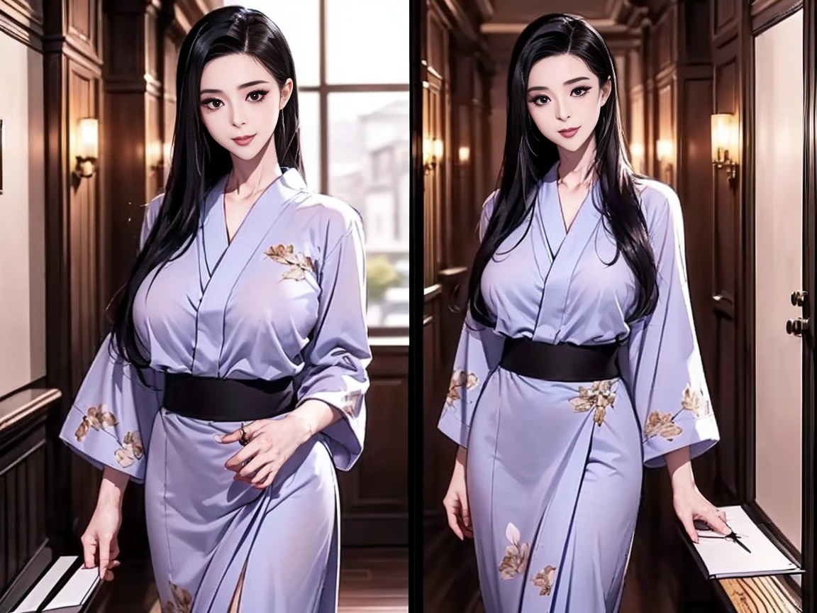 Only one girl is in the picture、big breastedium long hair、purple hair、tiny micro bikini