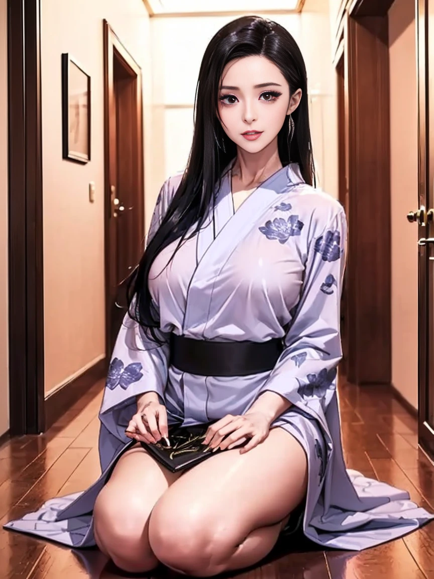 top-quality、Precise depiction、a picture、One beautiful black-haired woman、idol、Eyebrows of the same color as the hair、Sleeping in a snow-white bed、No Underwear、Spread your legs wide from side to side、Show off the inside of the thigh、Yukata gets wet with sweat and sticks to the skin、1 white thin see-through yukata、very large breast、The color and shape of the tip of the chest is visible 、You can see the color and shape of the areola、Looks a lot of pubic hair、The entire chest shows through