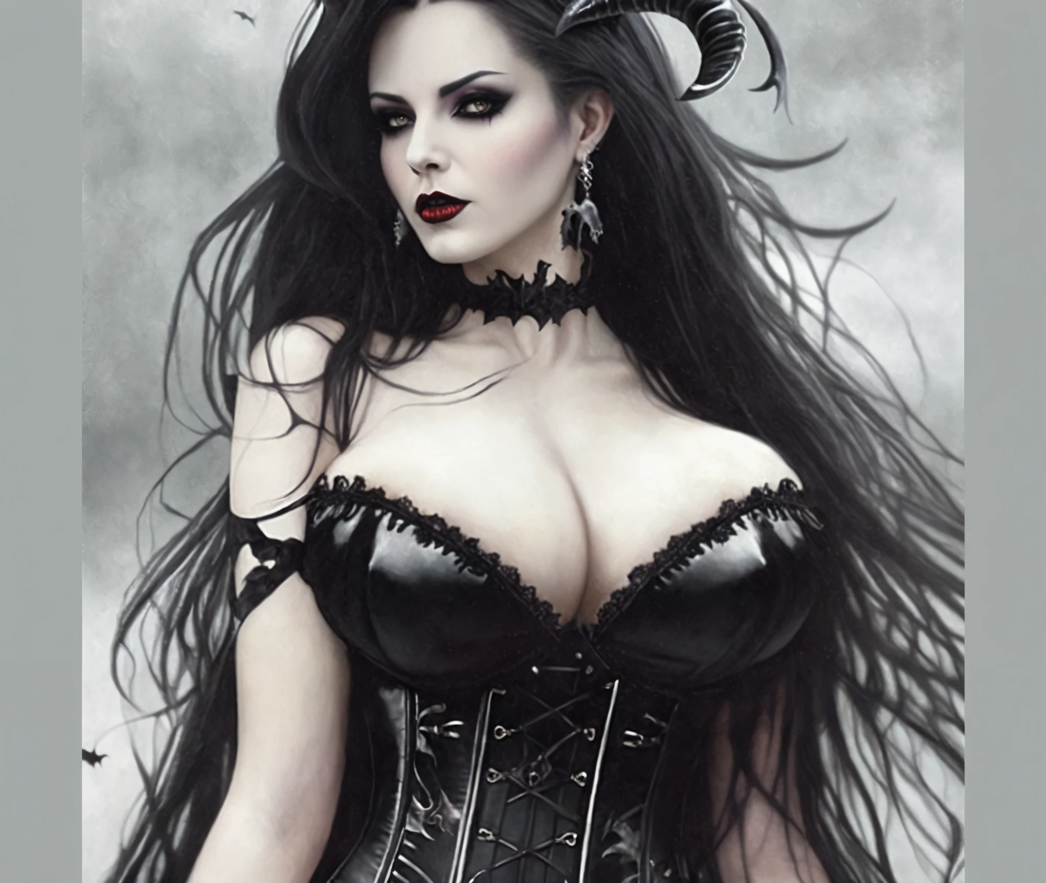 gothic woman in black corset with horns and horns on her head, beautiful vampire queen, dark goth queen, gothic fantasy art, gothic maiden, beautiful succubus, beautiful vampire female queen, gothic fantasy, gothic, goth woman, gothic maiden of the dark, dark fantasy art, beautiful elegant demon queen, portrait of a dark goddess, dark fantasy style art, gothic art
