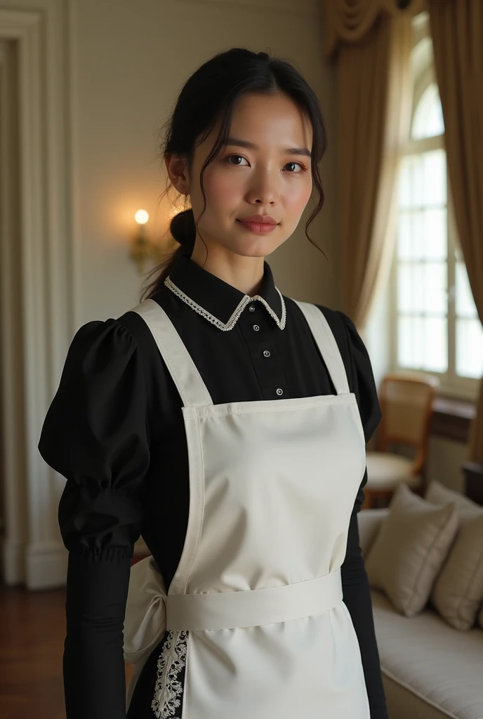 8K Ultra HD、RAWphotograph、モデルphotograph撮影、 (masterpiece, highest quality, photoGenuineistic, High resolution, photograph: 1.3), close, focus on, Hot Model, slim, 30 year old mature woman、Small face、Shortcuts、Dark brown hair、Beautiful eyes in every detail、Genuineな肌, (Perfect body), Sexy hot face, casual, sexual sight, slim,Long sleeve, Beautiful eyes in every detail、Glossy lips、Small breasts、、Bust B cup、((Bright light、Dynamic Lighting、Genuine、超Genuine、 Genuineism、Genuineistic details、Cool Beauty、Cool pose、Waitress clothes,Long skirt,apron,Inside a stylish cafe,Mr.々Posing