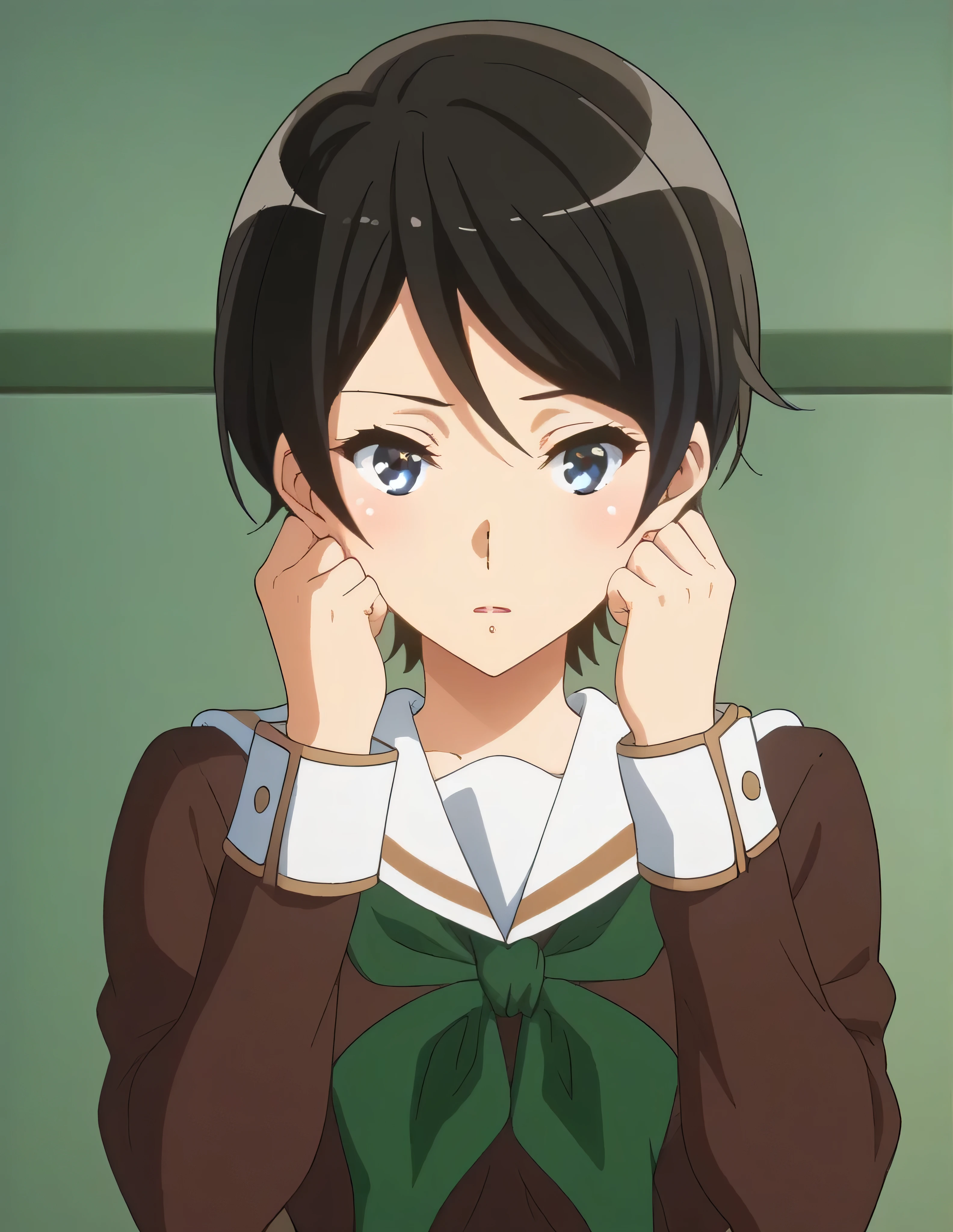 score_9, score_8_  up , score_7_  up , score_6_  up , score_5_  up ,   source_anime, rating_safe,  medium , indoor, hospital,   side 1 girl  , alone,  audience , suzuki mirei   ,   short hair ,  Hair between the eyebrows,   blue eyes,   school uniform,   Sera Clothing , Brown uniform,  white sailor color ,    Green Neckerchief ,   Long Sleeve ,  White cuffs ,   brown skirt  ,  pleated skirt,   Black Knee High  ,   loafers ,love affair,Maintaining the Company ,  are dating,  she touches a man's skin  , The Strongest Woman Who Won the Judo Tournament  ,  The Strongest Woman with Strong Blow Speed  ,  Her Smell Smells Like Being Touched by Men and Women,  The Strongest Woman Who Won the Judo Tournament  ,  The Strongest Woman Who Won the Judo Tournament  、 Is It OK to Kiss a Man  、  The Strongest Woman with Strong Stamina  、 She Touches a Man  、  The Strongest Woman with Negotiation Power  、 The Strongest Woman with Strong Mental Strength  、 The Strongest Woman Who Has Been Hit  、  The Strongest Woman Who Won the Judo Tournament  、  The Strongest Woman Who Won the Judo Tournament  、judo 9th dan, the strongest woman、Ninth Dan、The strongest woman who won the judo tournament、A little thick,judo player、judo、Inside the judo Gymnasium、On the tatami、discovery、whole body、rest、Raised in a judo family since hood. 