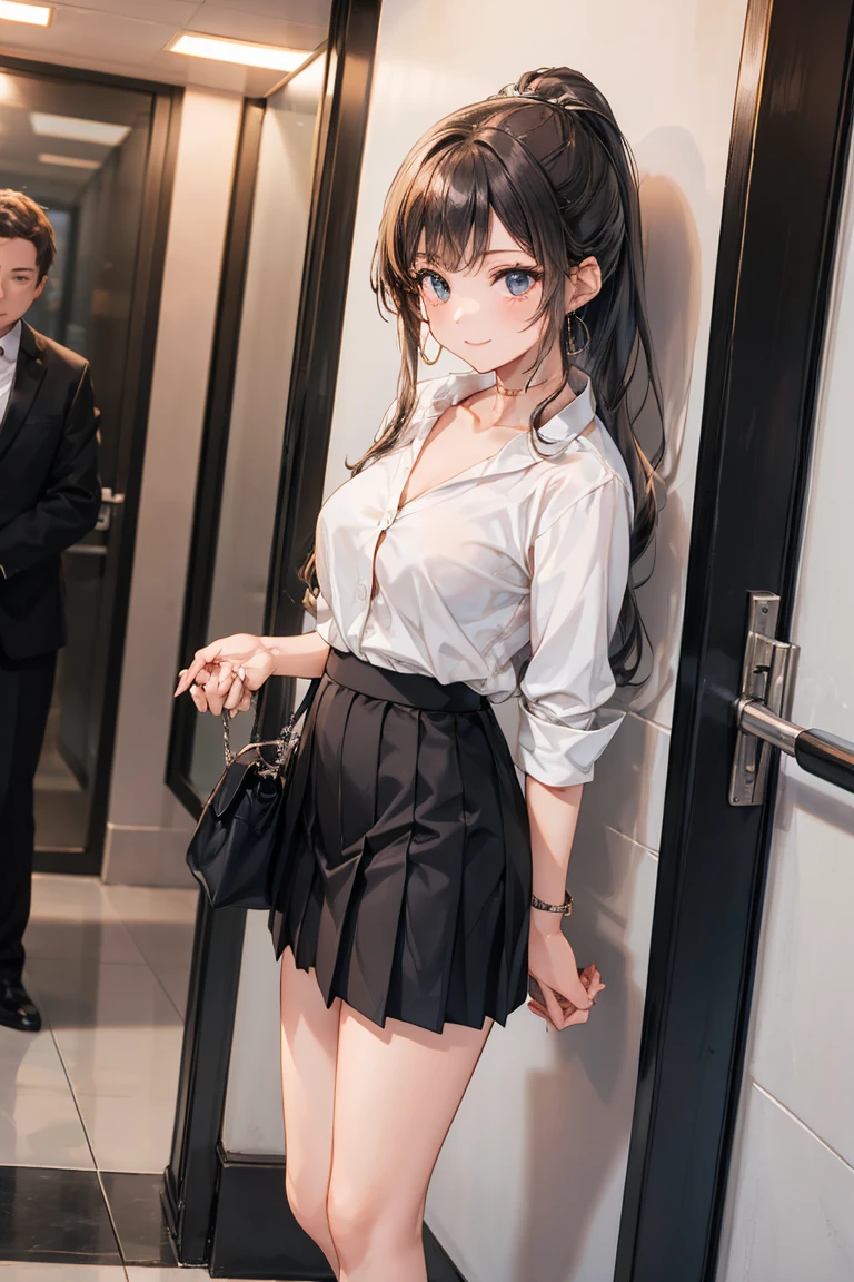 (NSFW:1.3), ((masterpiece)), ((highest quality)), (Super detailed), ((cute)), cute, (Lovely), ((sexy)), (device), ((very detailed)), 4K, (8K), highest quality, (beautiful), anime style, realistic, real, dynamic angle, ((1 girls, solo, cute girl)), ((office lady suits)), ((hyper cute face)), beautiful light brown hair, beautiful black eyes, ((beautiful eyes)), large breasts, embarrassing, blush, ,on the train, train interior, front view of front seat,(looking away:1.4) ,(staring at smartphone:1.7),
(sitting:1.3),(skirt:1.3), show off panties, white panties, (cameltoe:1.2), cowboy shot, shiny, shine