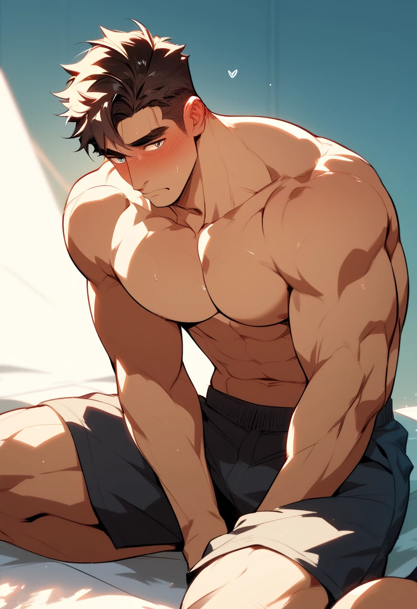 (masterpiece, Best Quality:1.2), lobos, Together, stopped, recharged, leaning back, showing her butt, standing on his 2 legs, shirtless, bare pectorals, bare pecs, bare back, bare shoulders, Naked upper body, completely naked, detailed face, detailed body, 5 fingers, Detailed hands, strong abs, pair of nipples, defined pectorals, green eyes, detailed eyes, short hair same coat color,2 arms, a boxer, brief, at night in bed, por pache riggs