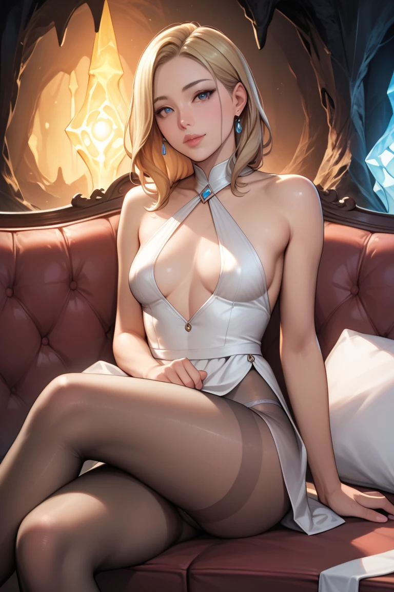 ((best quality)), ((masterpiece)), (detailed), 1girl, off-shoulder, Character design, female, dynamic poses, red hair, white hair, blonde hair, dark hair, ponytail, thick ponytail, blush, very skinny, detailed, best quality, no accesoires around the neck, no shoes, prominent collarbones, skinny arms, flat stomach, visible hip bones, small breasts, NSFW, Very dramatic and cinematic lighting, cosmic horror, grim-dark, side-lighting, perfect face, NSFW, Fluttering lace flared long knee length dress with frilly petticoats, knee length dress, pleated petticoats, petticoats, NSFW