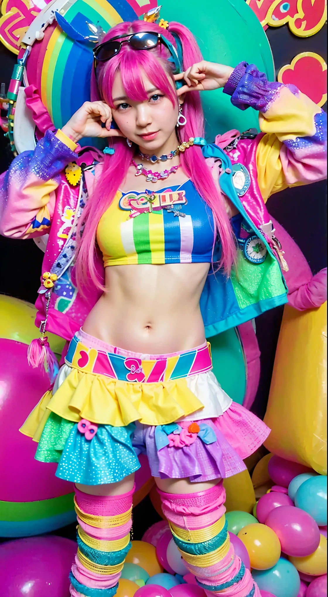 (Completely live action:1.37), (Amazingly realistic textures:1.37), (masterpiece, best quality:1.2), (8k uhd, 16k, 32k, ultra high res), amazingly realistic skin, amazingly realistic photo, superrealism, (photorealistic:1.37), (RAW photo), ultimately realistic, (ultimately realistic all details), (ultimately realistic all textures), super realistic lighting, super realistic shadow, (japanese girl:1.5), (realistic idol face), smiling, happy, super realistic face, ultimately realistic skin, ultimately realistic eyes, (mascara:1.35)ultimately realistic background, ultimately realistic detail up, kkw-ph1, GotouMaki, (Canon EOS R6, 85mm, 1/200s, f/5.6, ISO 1600), (tattoo), (mechanical armor:1.37), (sel-frame glasses), (blue eyes:1.2), (silver hair:1.3),