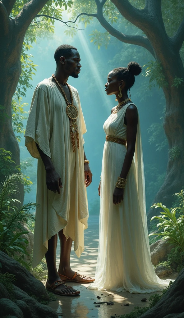 3D drawing of Deborah and Barack under a coconut tree before going into battle Biblical times