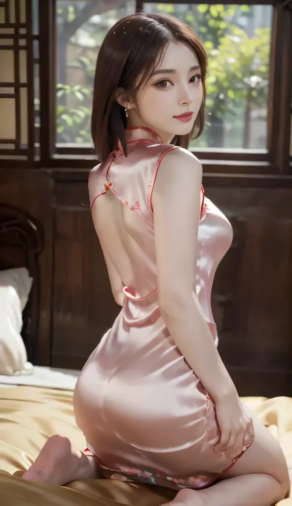Highly detailed CG Unity 8k wallpaper, top quality, super detailed, masterpiece, realistic, photorealistic, highly detailed cute girl, 25 years old, garden flower,sweaty skin, blush, parted lips, round eyes, medium breasts, bun_head , satin flowing long dress, ((erect, emerge, streak)), waist shot, full body, ((wide hips, thick thigh, accentuated ass)), long skirt, flowing long skirt, long dress,(silky flowing long skirt),malay gamis