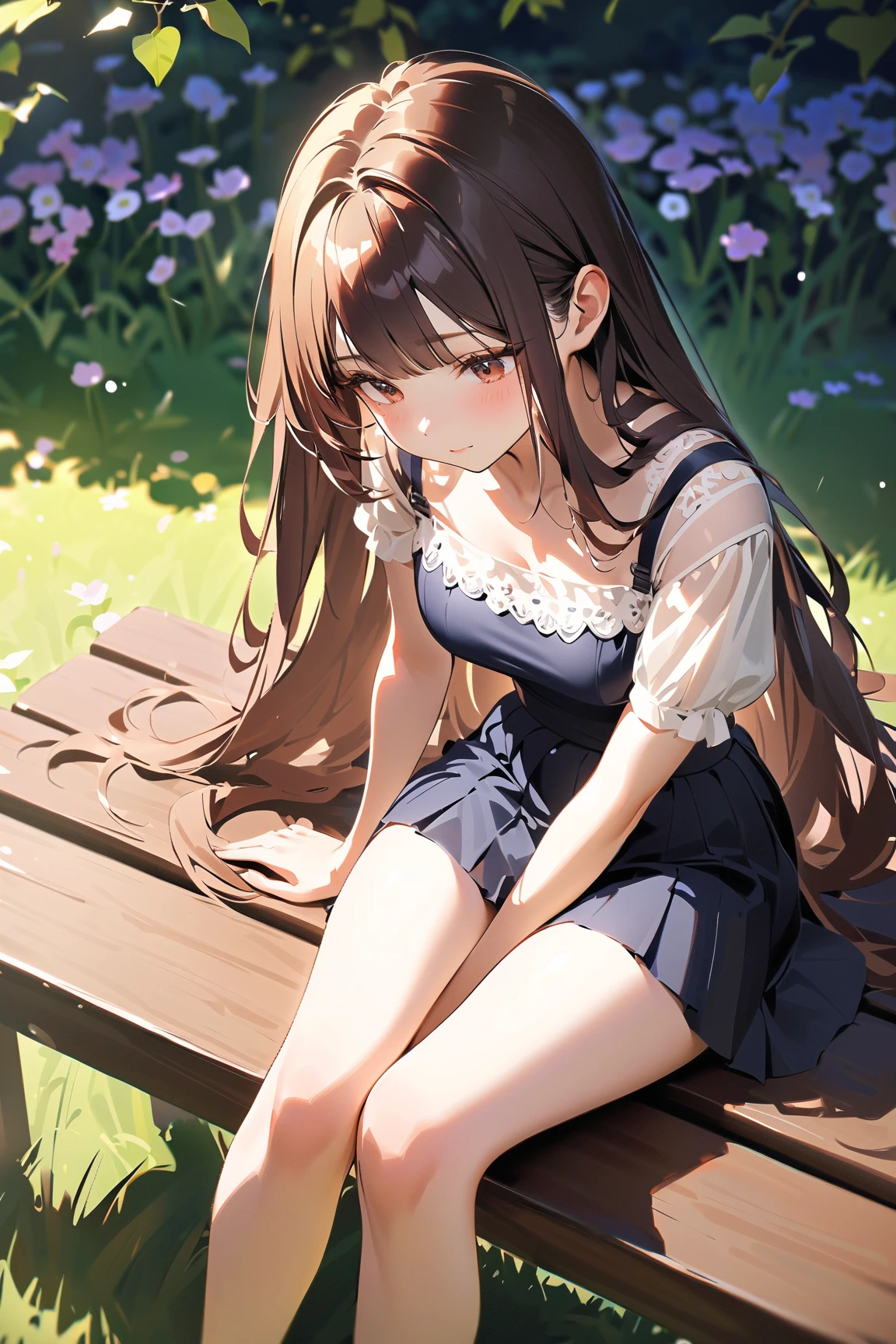 Beautiful girl looking down