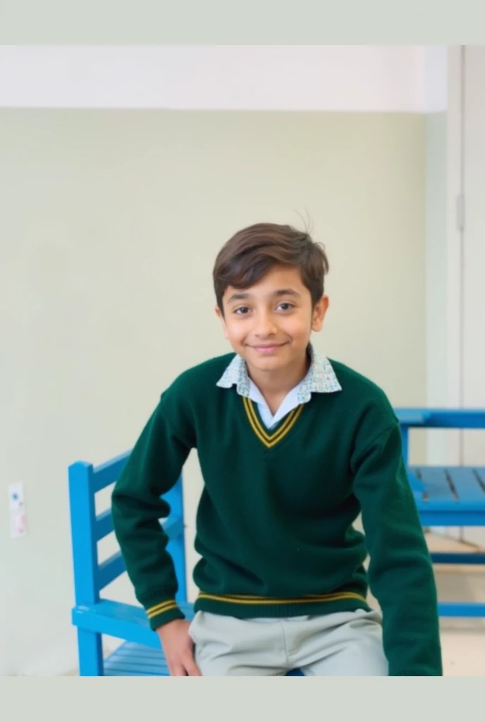 A boy setting in a class