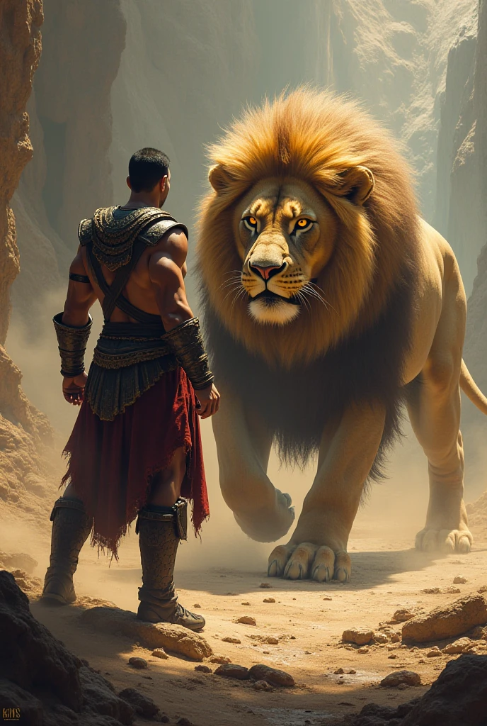 lion and man