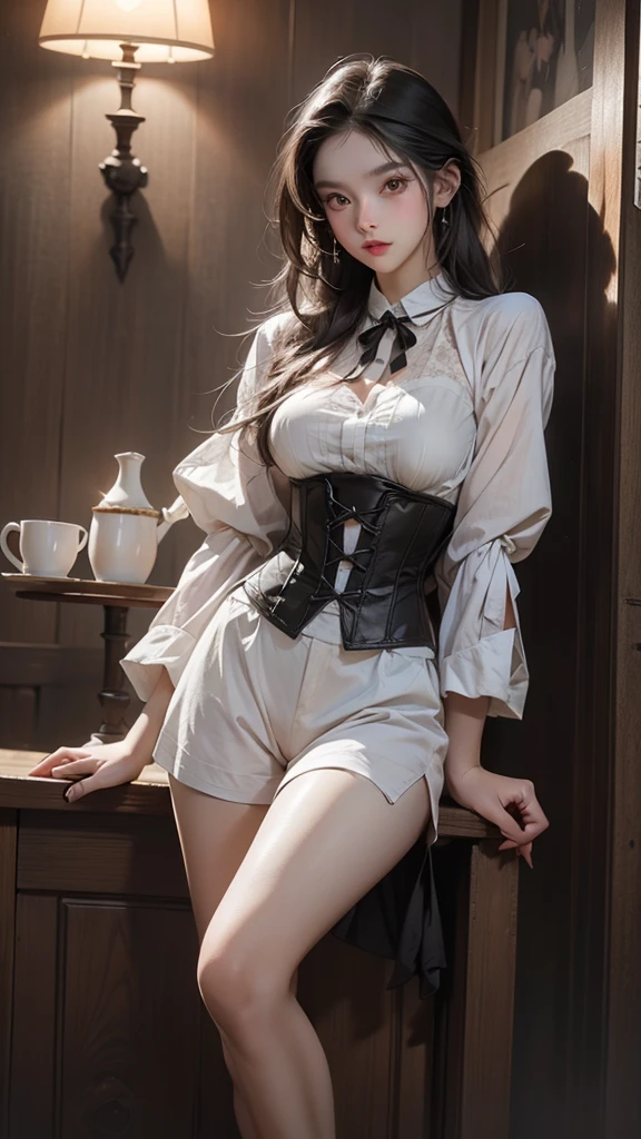 scoffing Face, BDSM, slaves, Rubber, White corset, bondage, collared, NSFW, ((Top Quality, 8k, masterpiece : 1.3))), foco nítido : 1.2 、 (Layer Cut, larger : 1.2),a beautiful woman with perfect figure : 1.4, Slim Abs : 1.2, wetty body : 1.5, Highly detailed facial and skin texture, Detailed Eyes, Double eyelidd, long hair, White corset