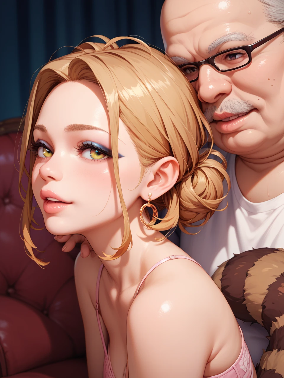 Browsing Caution:0.5, (((Hmm))), Rare special bitch hentai porn scene, Through facial expressions and poses、Express all the highlighted emotions,
super masterpiece, super high quality, Glasses scale, Realistic:1.3, Ultra-high resolution, Extremely detailed down to the last detail, High-quality texture, clearly, Depth of written boundary, Good composition, Good lighting, (Close-up shot), From below,
sexy, Sensual, erotic, Eros, Excited, 性的にExcited, craving:1.1, (Out of breath), Messy, Loose, goopy, (born), Shiny, Glare, (colorful),
A flashy high-class hostess, (Look up (Enchanted:1.1 Enchanted:1.1 (Half Open)) Bedroom gaze towards downward camera view)), rolling shen, shen2,
Wrinkled ((vivid colorful (Bright colors (Shiny satin) Attractive and provocative mini bodycon dress))), Skin Dentition, Wedge Shape, Erect nipples,
beautiful sexy face, Mouth details:1.1, detailed too Shiny lips:1.1, Large and firm breasts, delicious meat, Oily, wet, transparent skin, Messy Loose (Updo) Side-swept bangs, Simple gold necklace and earrings,
((Blissful:1.5 Ecstatic Expression:1.1)), ((blush)), (((Sweat))), a little particle Sweat drops, (((vapor))), ((Haa)), (((((Ecstasy))))), ((((orgasm)))), (((Ahegao))), Cum on body,
Executive Private Night Bar Lounge, Sit on a luxury sofa, Her special H service that captivates me, Ecstatic and polite escort service, Her libido increased, Her sexual energy increased, Anyway, she's a very strong pervert.,