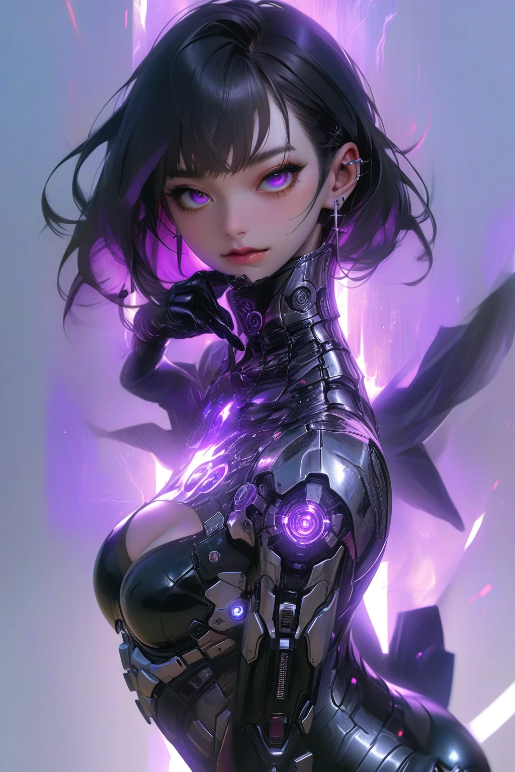 crystal covered,  alternate color, masterpiece, detailed illustration, realistic, pixiv top quality, exquisite, {{{kawaii 1girl}}}, ultra beauties who fuse with machines, glitter beautiful female, Half of my body is made of machines, transparent glass body, The machines inside the body are transparent, cinematic lighting, dynamic angle, dynamic pose, crystal world, depth of field，Shiny socks，Crystal stockings，Crystal high heels，colourful
