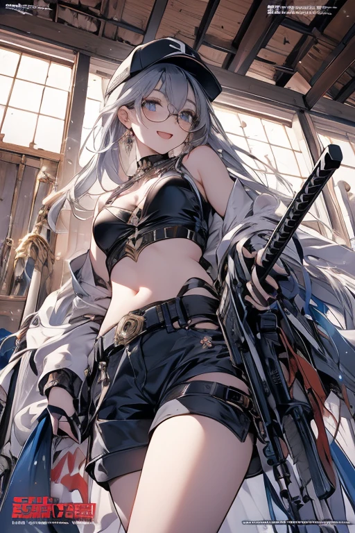 ((Highest quality)), ((masterpiece)), ((detailed)), (4K), (nsfw), 1girl, 独奏, (eyepatch), crop top, leather jacket, Torn miniskirt, suspender skirt, torn pantyhose, panties, panties under pantyhose, choker, bracelet, small breasts, erect nipples, (rain), ((wet)), see through, (expressionless), scowl, (from below), (looking down), looking at viewer, feet up, wasteland, town