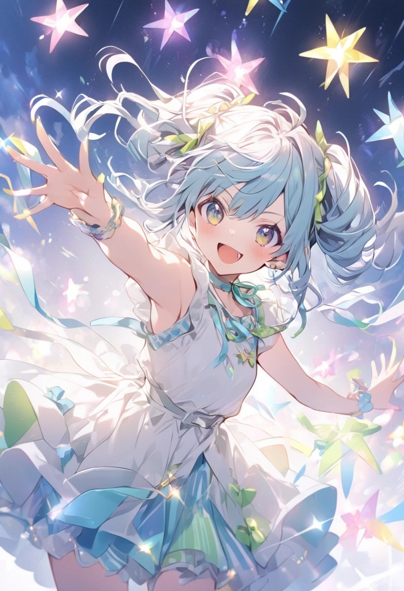 beautiful detailed glow, Floating ice crystals, (ultra-detailed:1.2100000000000002), (illustration:1.2100000000000002), soloï¼girlï¼Dark skinï¼black eyesï¼white hairï¼disheveled hairï¼Loose hairï¼White glossy loose long hairï¼White off shoulder dressï¼barefootï¼, bare legs, dress, tiara, blue eyes, arm up, blush stickers, blue sleeves, feet, light particles, looking at viewer, twisted torso, parted lips, hair between eyes, floating, layered dress, wide shot, okawaii koto, long sleeves, very long hair, water, holding, bare shoulders, boku tokoness, dragon, smile, ice cry sample \( lab zero no kiseki\), detached sleeves, soles, see-through body, blue background, blue dress, knees up, ice dragon \(atakai lowi\), full body, looking back, holding ice cream, :d, light blush, long hair, ice, yellow dress, from behind, sparkle, frozen \(masassin\),
score_9, score_8_up, score_7_up, score_6_up, (masterpiece:1.2100000000000002), (best quality:1.3310000000000004)
<lora:yoneyamaiXL_P6_lokr_V4236:0.95>