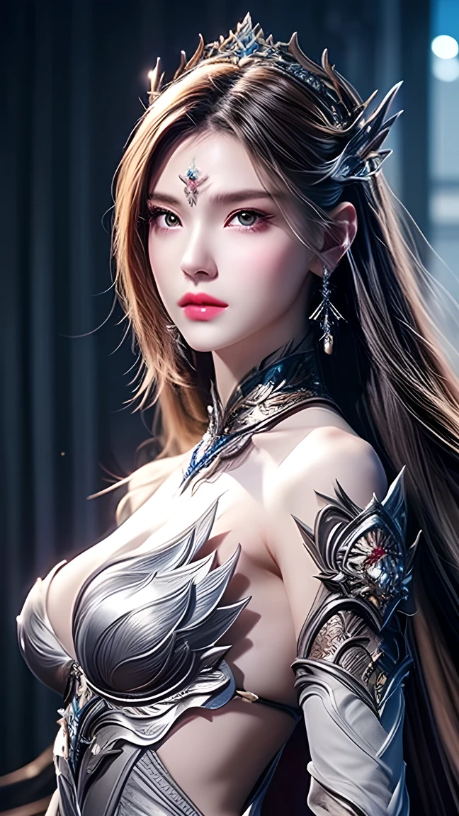 a close up of a woman in a silver and blue croptop armor, chengwei pan on artstation, by Yang J, detailed fantasy art, stunning character art, fanart best artstation, epic exquisite character art, beautiful armor, extremely detailed artgerm, detailed digital anime art, artgerm on , rim lighting exposed cleavage 