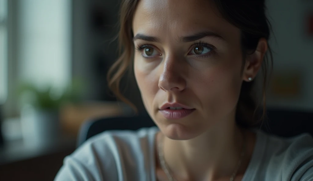 A close-up of someone at a desk, visualizing themselves calmly handling a stressful meeting.