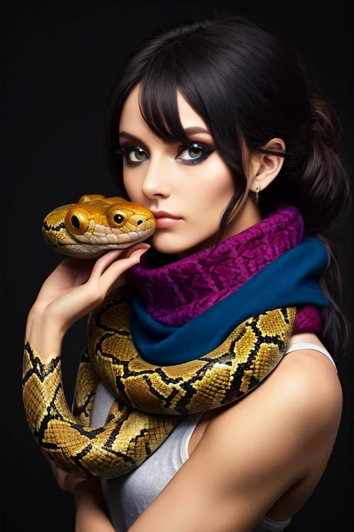 the beautiful,slender thin and clever Malaysian muslimah adult female girl with beautiful cheeks wears brown leopard print lycra turtleneck unitard catsuit covered with seamless spotted patterns and always wear brown leopard print lycra elastane stretchy dancewear hijab covered with seamless spotted patterns.She is hugging with the python snake.