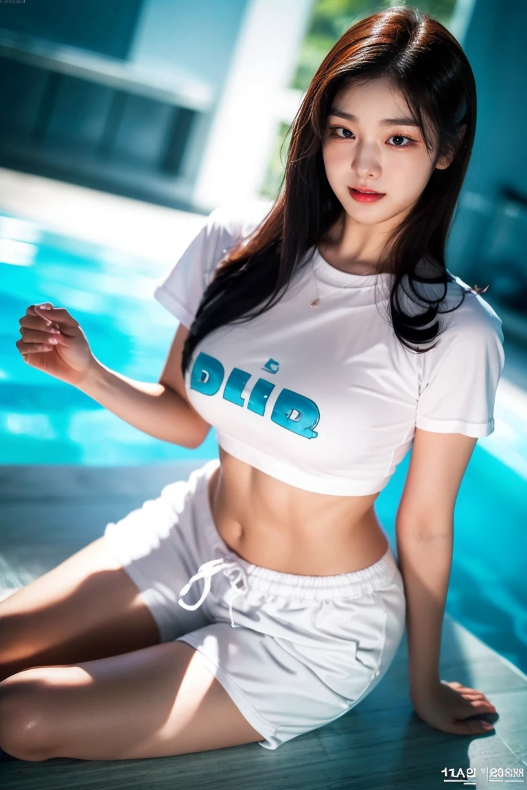 Dark brown hair、Light brown eyes、Japanese actress、 Lady、I am about 40 years old....、(Intricate details:1.2)、(Which is the top????:1.4)、 (Ultra-high resolution:1.2)、Ultra-high resolution、(Finely tuned)、(Detailed facial features)、Hmph、8K resolution、Updo、Hair Bun、Resort hotel terrace、White fence on the terrace、Beautiful sky blue sea in the background、Beautiful blue sky、Exposure to sunlight、Extravagant space、relax、、,Full body photo、Head to toe shot、Lying on the sofa、Lying on the sofa、Beautiful legs、Beautiful legs、Refreshing with sunlight streaming in、she,  (With a beautiful sea as a background:0.8), Fashionable, Very detailed, Very detailed, Realistic, Hourglass Shaped Body, Obscene pose,、A masterpiece of transparent painting、Resort Fashion、T-Shirts、