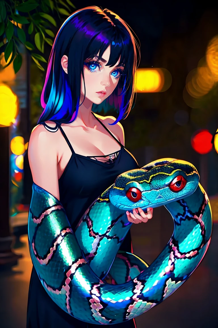 1 girl,masterpiece,sexy,attractive,Live,curvy,hand tattoos,Snake Tattoo On One Leg,Detail to Maximum,Looks and beckons,((masterpiece)), (Best quality), (extremely detailed),depth of field, sketch, dark intense shadows,sleeveless T-shirt, Bright,attractive
