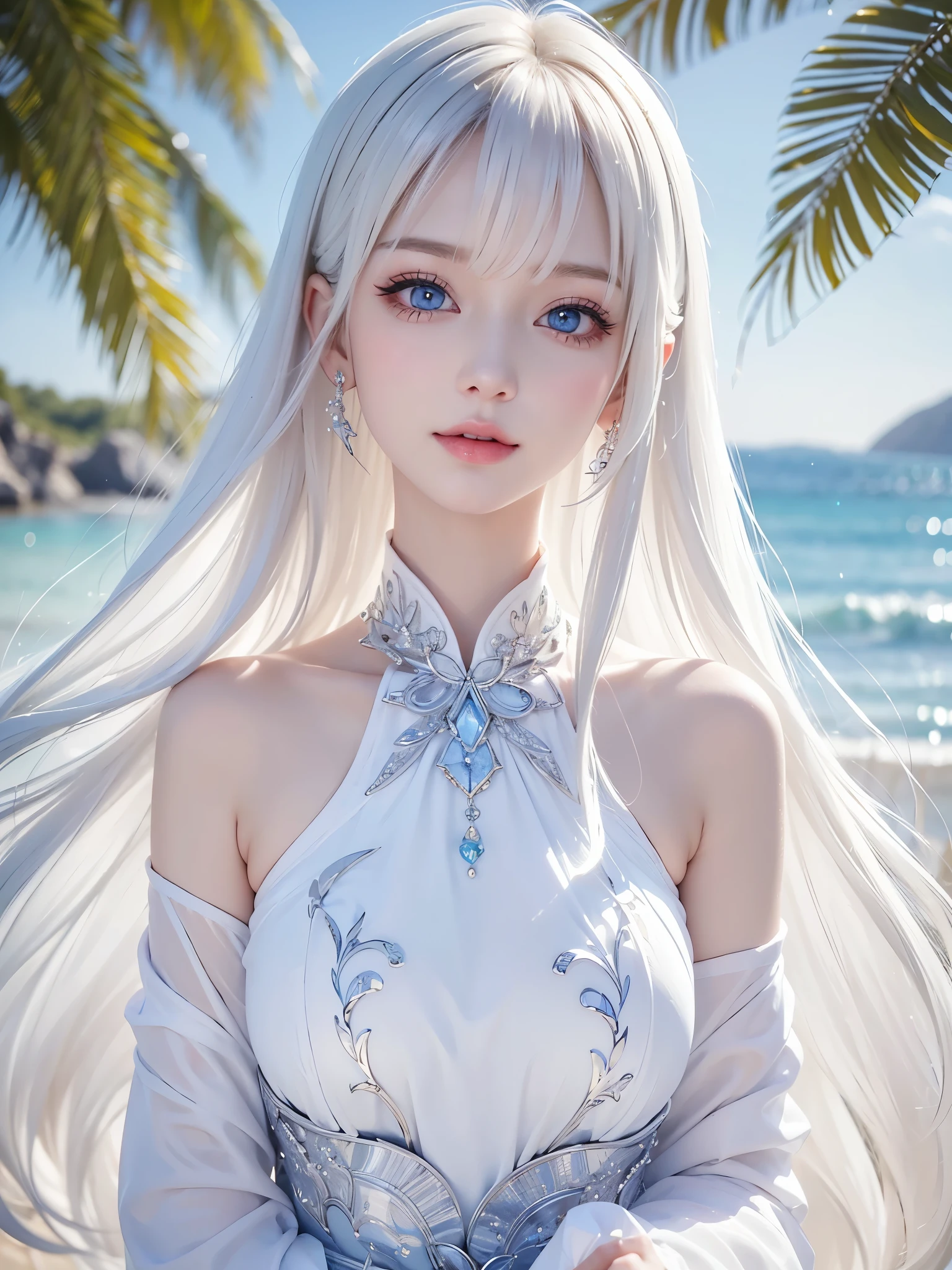 beautiful detailed girl, extremely detailed eyes and face, beautiful detailed eyes, absurdres, incredibly absurdres, huge filesize, ultra-detailed, highres, extremely detailed,best quality ,masterpiece, illustration, an extremely delicate and beautiful, extremely detailed,CG,unity,8k wallpaper, Amazing, finely detail, masterpiece,best quality,official art,extremely detailed CG unity 8k wallpaper, (masterpiece, best quality,high quality, White skin, Beautiful detailed face),(realistic: 1.2), 1girl, solo, glasses, smile, open mouth, looking at viewer, long hair, blue eyes, wings, long sleeves, bug, bangs, butterfly, jacket, white hair, sky,outdoors,((upper body)), ((Puffy lips, blue eyes)) (yellow hairs)