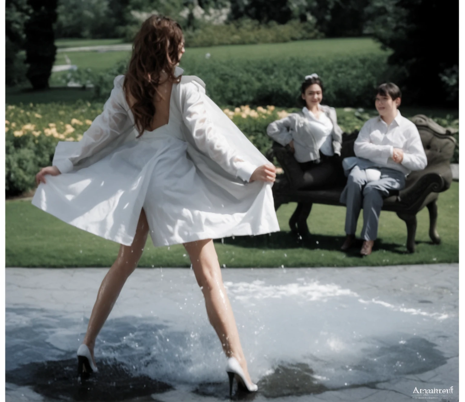 there is a woman in a white dress and a man in a suit, cute woman, chinese girl, glamorous pose, modeling photography, elegant smiling pose, chinese woman, an asian woman, gorgeous lady, model photography, woman model, young asian girl, fashion model photography, 7 0 years old, 70 years old, gorgeous young korean woman, woman posing