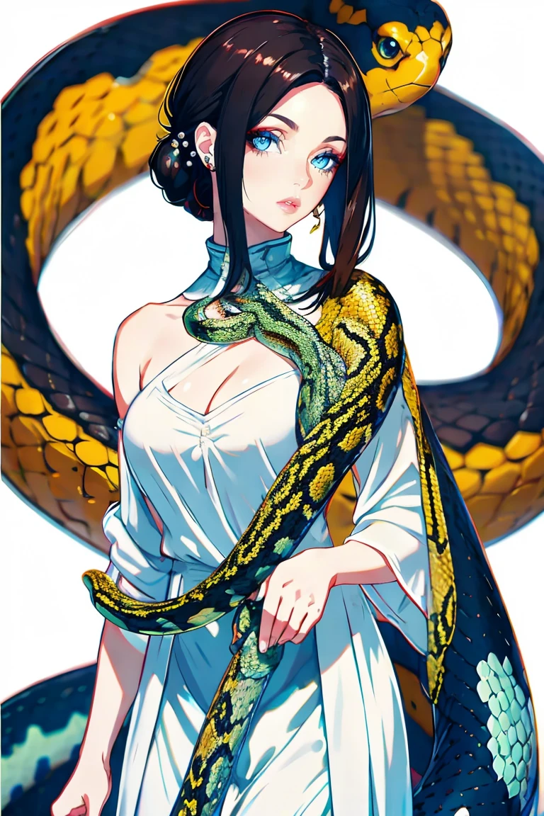 (by Miwa Komatsu:1.4),(by Yuko Higuchi:1.3),(by Miho Hirano),(masterpiece,best quality,offcial art,Beauty and aesthetics:1.2),(ultra-detailed),finely detail,best illustration,hand drawn high quality,(High contrast),(clean lines:1.3),(lineart),line drawing,(Intricate lines),ligne claire,pen and color ink drawing,simple colorful color matching,dynamic angle,(portrait,above the chest,a naked girl,solo,(She's being held captive by a giant snake:1.3),(a detailed red snake),red eyes,slightly open lips,flat chest,Dark and scary atmosphere,(Wraparound composition),(on a mysterious night),blood,(Light and elegant color scheme),(Intricate details),(detailed background:1.2),The intricate pattern,High Resolution,Art Deco,Decorative,luxury,elegant,by Pegacon Lee,by yoshitaka amano, nsfw:2.0, breasty, full body