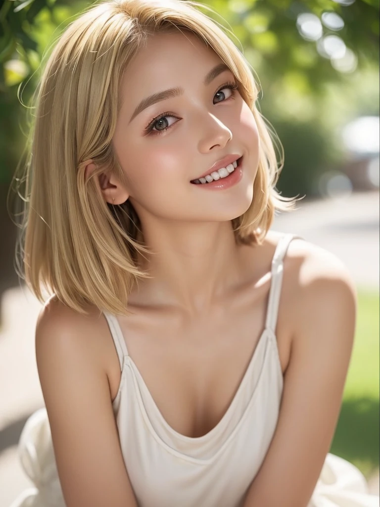 Enhanced dynamic perspective,cute cute beautiful girl,((Ruffled red cotton off-shoulder top transparent lace))、short length pants、Look at me and smile, long hair、beautiful blonde、18 year old girl、(Top quality real texture skin:1.4)、backgound,works of masters,high quality,big breasts、4K resolution,Ultra-fine,detailed pubic hair,correct,cinematic lighting,Retain original facial proportions、((Huge breasts 2.0))、