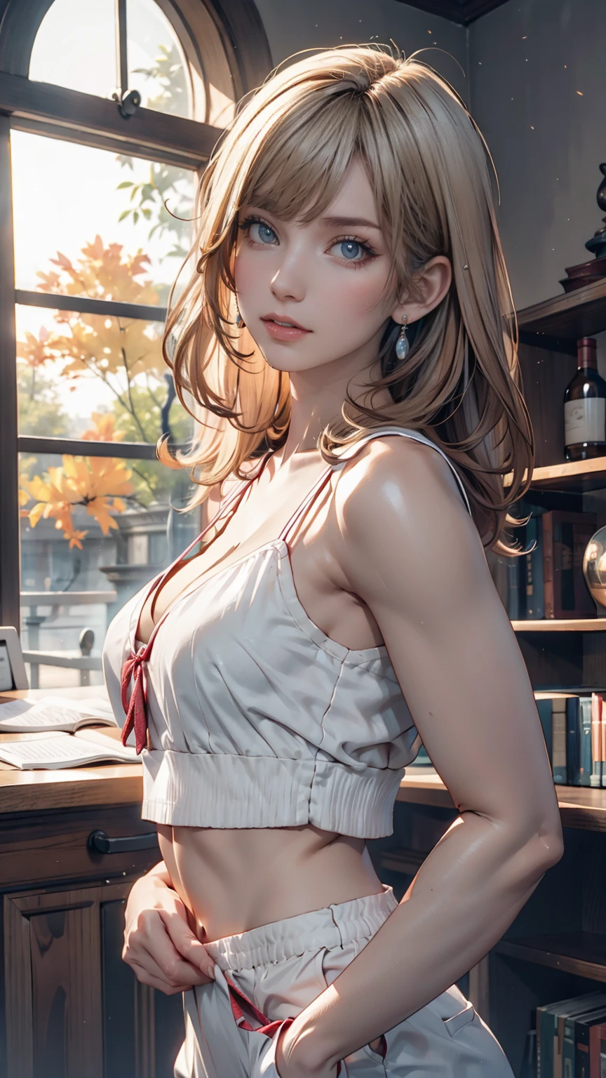Iris, woman1名, (woman)), alone, Genuine, Highest quality, photoGenuineistic, masterpiece, 8k, High Definition, alone, HDTV Face, Soft lighting, Bedroom, ((Daytime)), null, (looking at the camera), (Portraiture: 0.6), whole body, (Medium Hair), ponytail, Brown Hair, Floating Hair, lips, lipstick, seductive smile, Floating Hair, smile, Open your mouth, teeth, eyelash, Nogizaka46, Tada Moeka, Akari Suda, Idol, beautiful girl, ((uniform)), (((Are standing)、Sexy proportions、Narrow waist、Erotic female body、Black Hair、Inner color of silver hair((colored inner hair))、Silver accessories on the wrist、Realistic shaped breasts(Hanging down due to gravity)Nipple swelling emphasis、smile