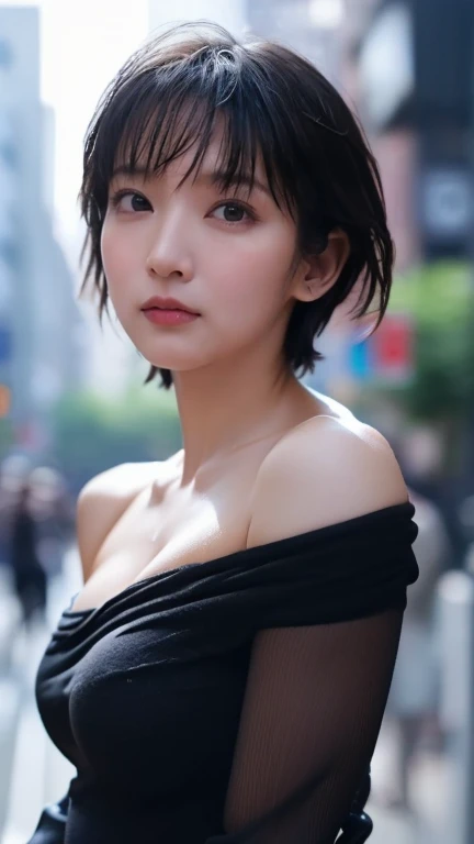 ((Highest quality, 8K, masterpiece: 1.3, RAW Photos)), Sharp focus: 1.2, (1. Aspa Girl: 1.2), (Realistic, photo-Realistic:1.37), (Face Focus: 1.1), Cute face, Small breasts, Flat Chest, short, Messy Hair, Completely naked, From below, Beautiful woman standing under the light of a street lamp, Cinema Lighting