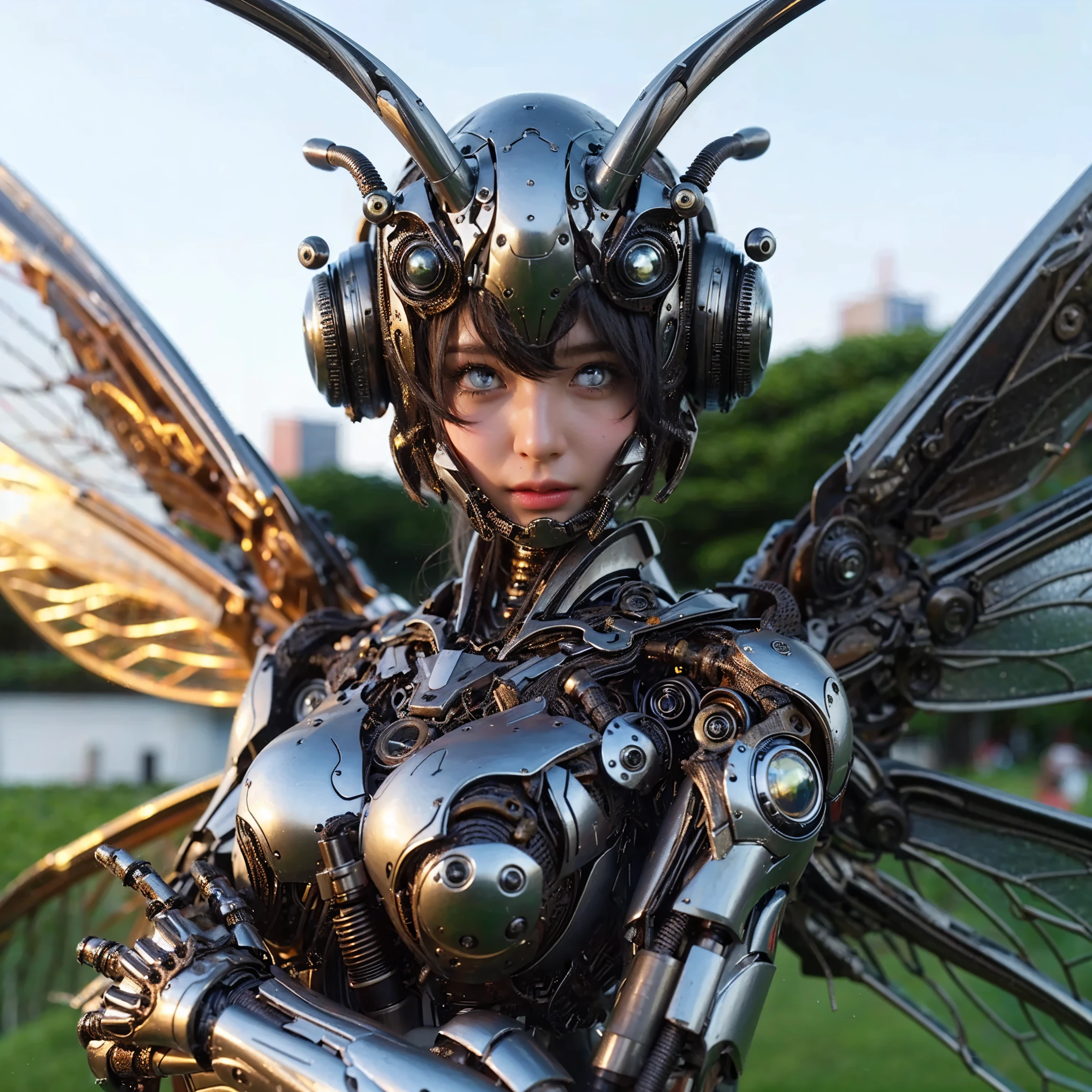 (Completely live action:1.37), (Amazingly realistic textures:1.37), (masterpiece, best quality:1.2), (8k uhd, 16k, 32k, ultra high res), amazingly realistic skin, amazingly realistic photo, superrealism, (photorealistic:1.37), (RAW photo), ultimately realistic, (ultimately realistic all details), (ultimately realistic all textures), super realistic lighting, super realistic shadow, (japanese girl:1.5), ((young face)), smiling, happy, super realistic face, ultimately realistic skin, ultimately realistic eyes, (mascara:1.35)ultimately realistic background, ultimately realistic detail up, kkw-ph1, GotouMaki, (Canon EOS R6, 85mm, 1/200s, f/5.6, ISO 1600), (tattoo), (mechanical armor:1.37), (sel-frame glasses), (blue eyes:1.2), (silver hair:1.3),