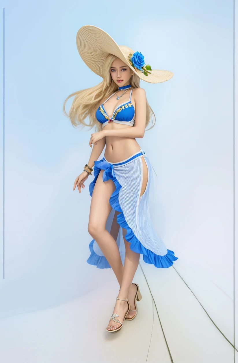 (realism), (blonde hair:1.3, blue eyes:1.2), glowing eyes, (low cut bra:1.2, thong :1.1), heavy breasted, (parted lips:1.1, blush:1.05), (night:1.1, flowers), (sun:1.05, sunlight), romantic, 3d render, best quality, (masterpiece)