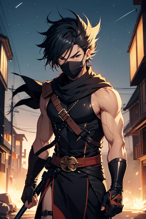 Male arab warrior, medivial, black balaclava, black bandage, black clothes, thin waist, skinny body, femboy, light skin, makeup, black eyeliner, big eyelashes, black eyeshadow, metal choker, light tanned skin, doggy style pose