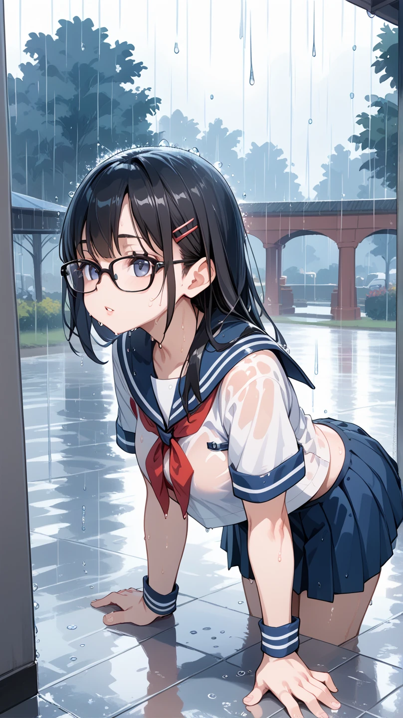 masterpiece, Highest quality, Nico_Yazawa,High resolution, 1 Girl, alone, Brown Hair, short hair, Twin tails、Purple eyes,  , Pink Dress, (Cleavage)、(Beautiful thighs), Carrying a red backpack, (randoseru backpack:1.2) Sweaty、Thick thighs、Highest quality、4K、1girl, 8years old, loli, cute, grin, 、School Swimsuit、on the train、Lots of spectators、Thick thighs、Crying face、Men holding their penises and surrounding girls、Semen from the penis、Bukkake、Bukkake、（Bukkake）projectile cum、Blowjob、Mesgaquismiles、