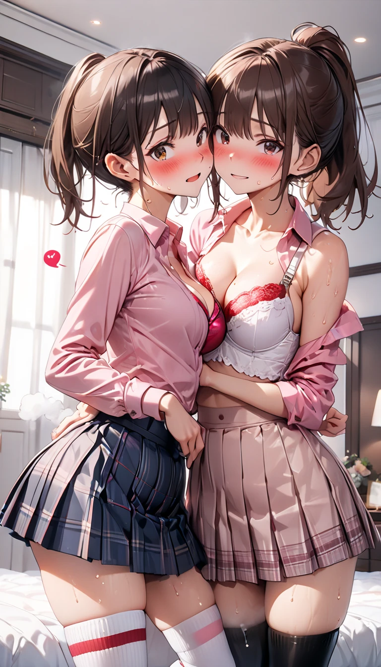 master piece,hyper quality, Hyper Detailed,Perfect drawing,nffsw,3D,8K,Two anime beautiful girls kissing while pressing their breasts against each other
Two beautiful girls from anime staring at each other from the front, Pressing each other's breasts、embrace each other
Japanimation Moe Anime Beautiful Girl Kogal Brown skin Loose socks(Buggy socks:1.5) gal make a sailor suit a miniskirt(0.8) Luxury underwear、I can see my panties、Bedrooms、indirect lighting、Night view outside the window、beatiful backgrounds、Detailed drawing、Accurate drawing、clearface,Perfect illustration、