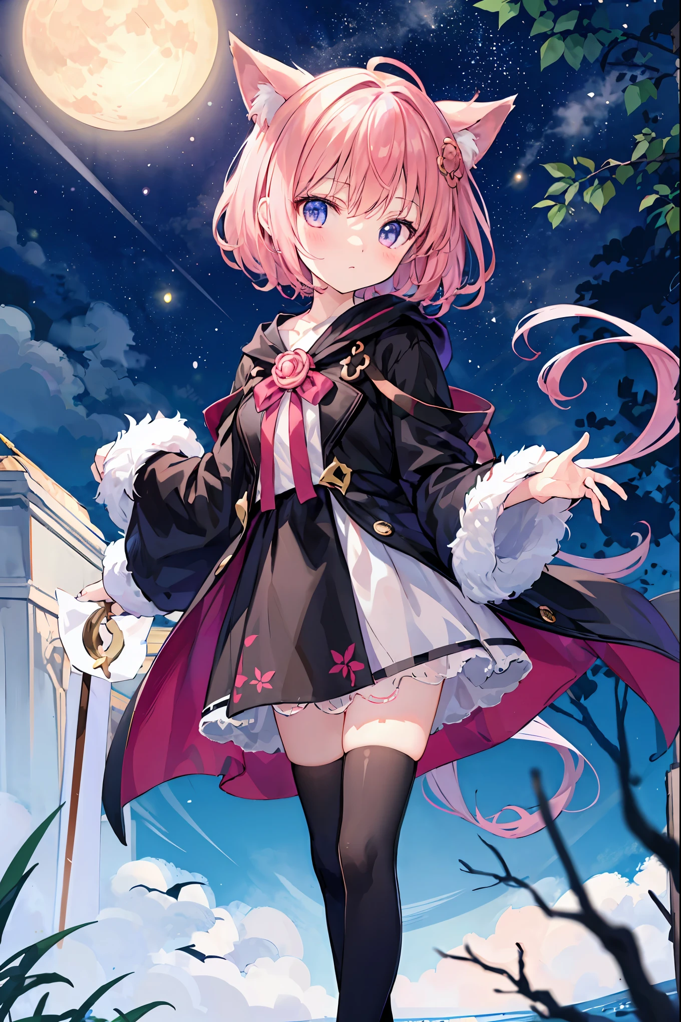 Cute, chibi, Tiny, don't go out in the middle of the night . they march on a hazy moonlight night. I don't see them. Various 日本のYokaiと精霊, Heian-kyo, Japanese folklore , matrix, Yokai(日本のYokaiと精霊), unmanned, not human, Heian emaki-style illustrations , Detailed Drawings, vibrant colors、