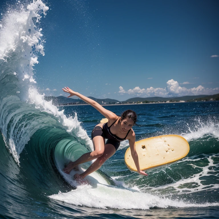 Master Roshi surfing on a turtle shell