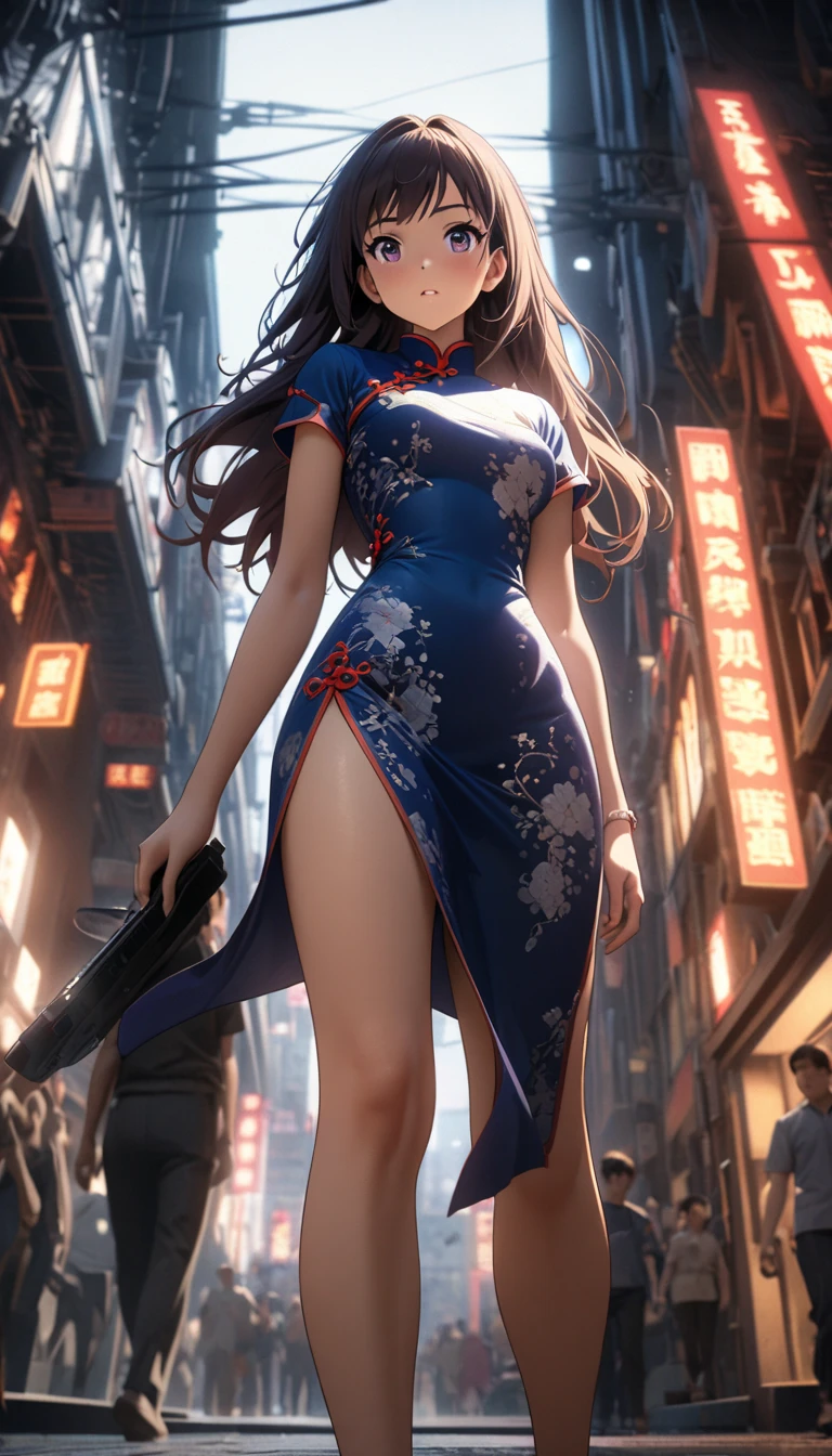 masterpiece,highest quality,Ultra high definition,China,beautiful person,China dress,Chinatown,brown eyes