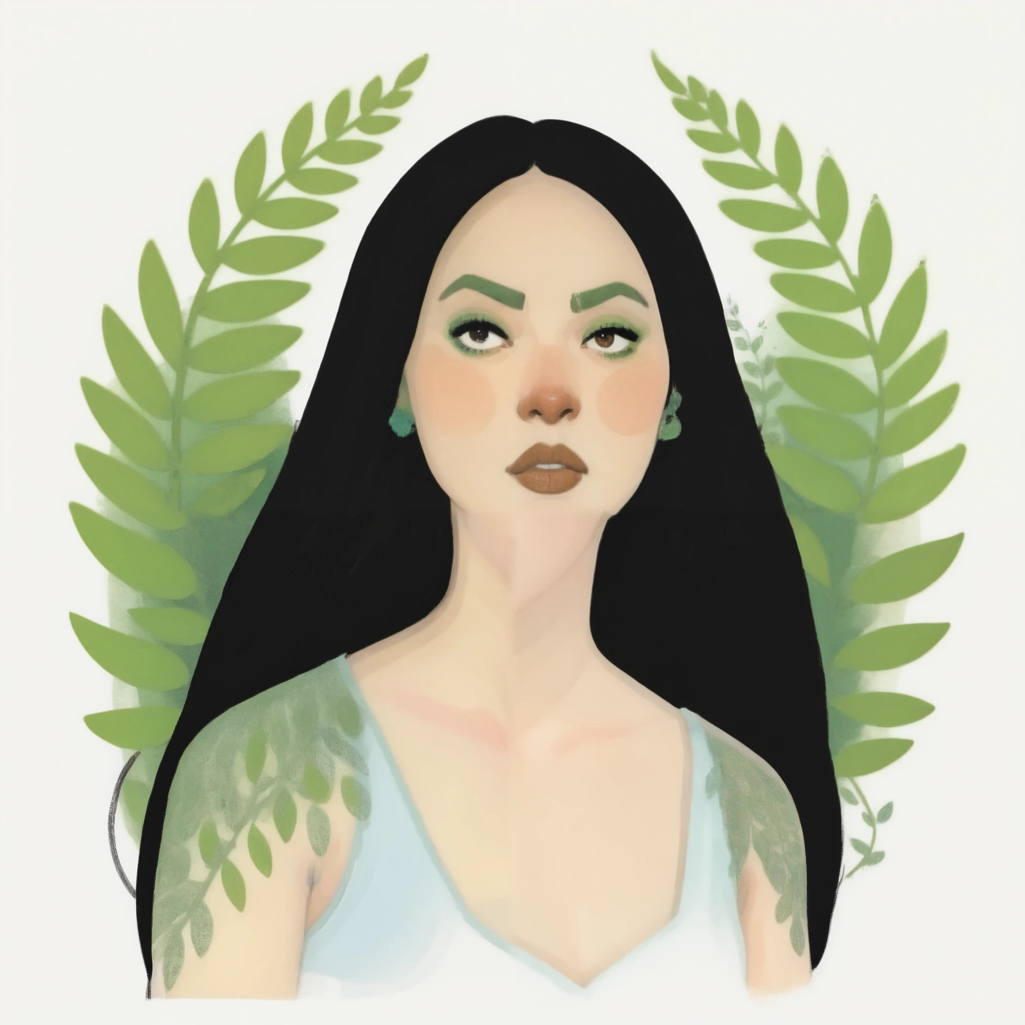 2D Art, hyper detailed gouache painting , Illustration , gougoaboveaintleaves style, 1girl, solo, portrait of a woman on a simple white background, full body shot, very detailed, Picture books, outlined, crud3, masterpiece, score_9, score_8_up, score_7_up